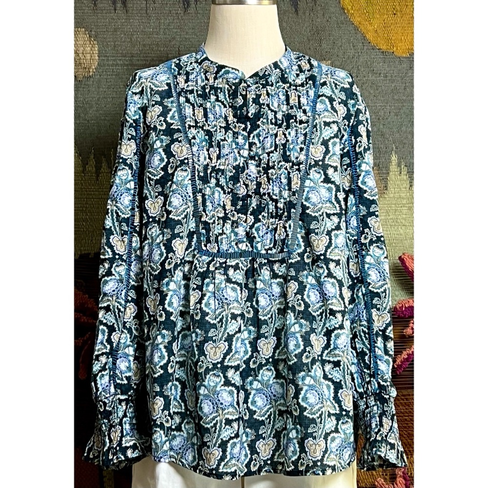 Anthropologie Henley Cotton Peasant Blouse XL